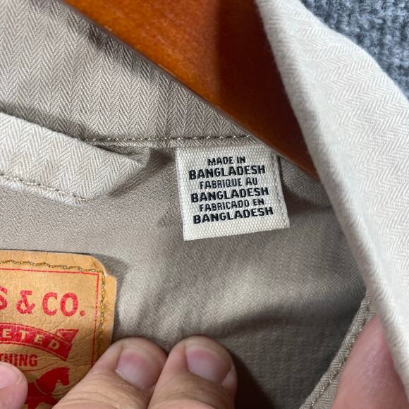 Levis Vintage Fit Button Up Work Shirt Men's XXL Beige Canvas Workwear Outdoor - Picture 7 of 13